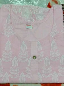 Pink Embroidered Chikankari Kurta