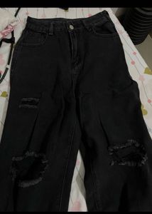 Light Wash Ripped Wide Leg Jeans
