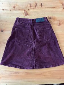 Corduroy Button-Front A-Line Skirt