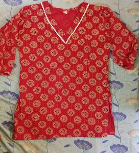 Red Printed Tunic Top