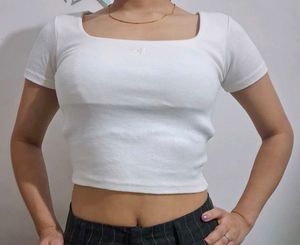 White Cropped T-Shirt