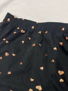 Black Heart Print Pajama Shorts