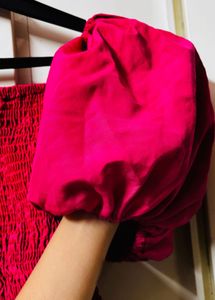 Fuchsia Smocked Puff Sleeve Top
