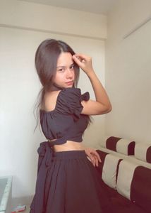 Black Crop Top with Puff Sleeves