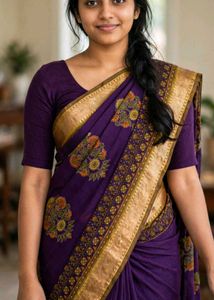 Beautiful Purple Elephant Print Saree