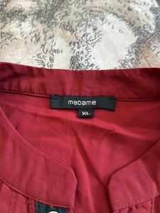 Maroon Pleated Blouse with Button Detail