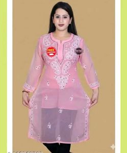 Pink Chikankari Kurta