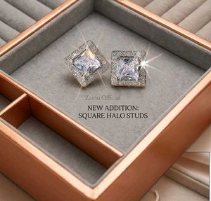 Elegant Square Halo Studs 💎