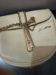 Cream Crossbody Bag with Gold Chain