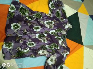 Floral Print Purple Blouse