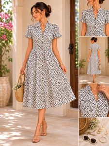 Boho Print Button-Up Dress
