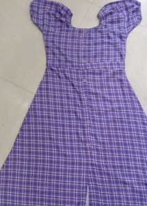 Cute Purple Plaid Puff Sleeve Top