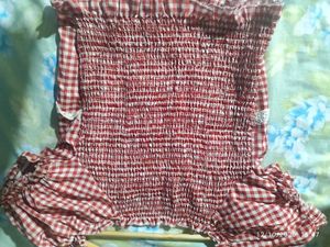 Gingham Puff Sleeve Square Neck Top