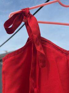 Red Ruffle-Hem Sundress