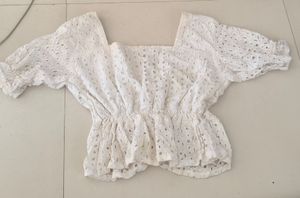 Chic White Eyelet Crop Top