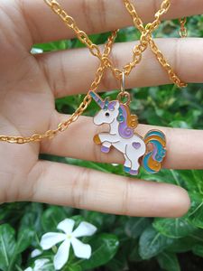 Unicorn Gold Enamel Pendant Aesthetic