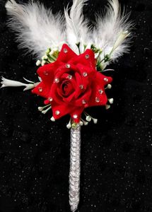 Nikkah pen ❤️ Red Rose Boutonniere with Feathers