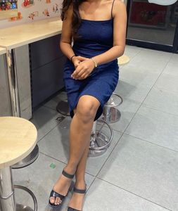 Navy Ruched Spaghetti Strap Dress