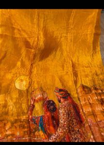 Vibrant Yellow suit  with Traditional Print