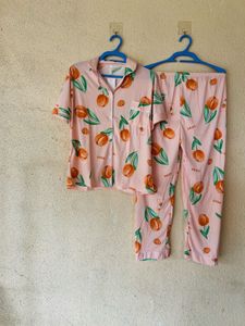 Cute Peach Print Pajama Set