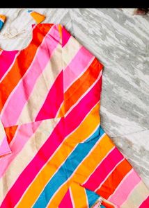 Vibrant Striped Kurta Set with Dupatta