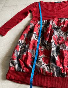 New Stylish Red Floral Long Top | Size 34 Bust