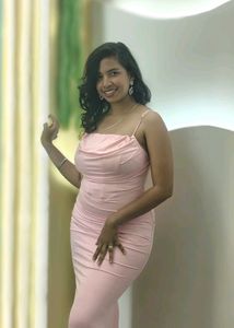 Elegant Pink Ruched Bodycon Dress