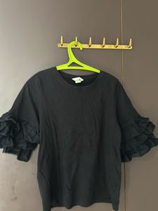 H&M Black Bell Sleeves Top