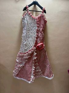 Exquisite Pink &amp; White Embellished Gown