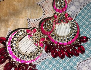 Exquisite Pink &amp; Red Dangle Earrings