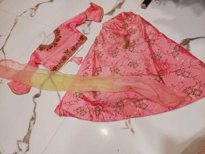 Elegant Girls' Pink Lehenga Choli Set