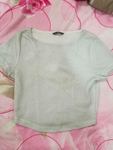 Sparkly Silver Cropped Top