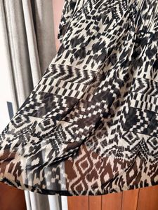 Boho Black &amp; White Ikat Print Kurta