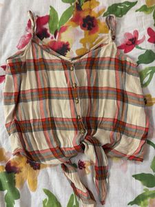 ONLY Plaid Tie-Front Camisole Top