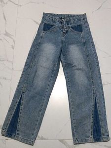 Trendy Split Hem Wide Leg Jeans