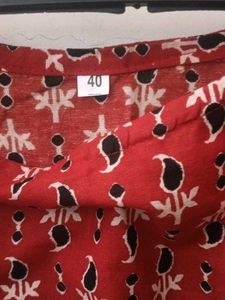 Red Printed Sleeveless kurti