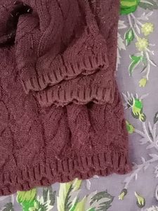 Burgundy Cable Knit Cardigan