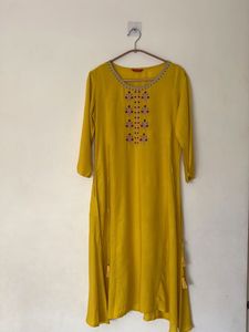 Yellow Embroidered Kurta