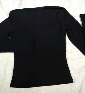 Chic Black Lace Trim Tie-Front Top