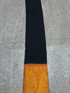 Gadwal Elegant Black &amp; Orange Saree