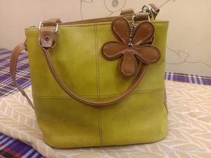 Chic Yellow Tote Bag with Flower Charm