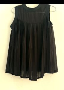 Chic Black Pleated Peplum Top