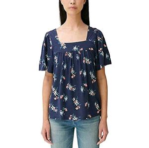 BLUE FLORAL SQUARE NECK FLUTTER SLEEVE TOP