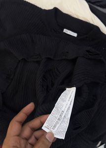 ZARA MEN'S Black Distressed Knit Sweater