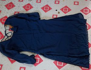 Navy Blue Kurta Set with net dupatta