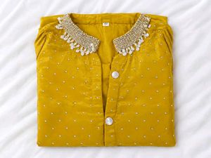Yellow Embellished Kurta