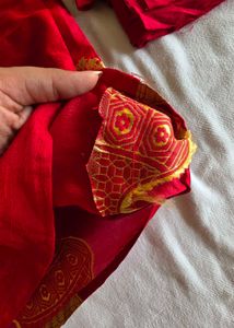 semi stitch Vibrant Red dresss set