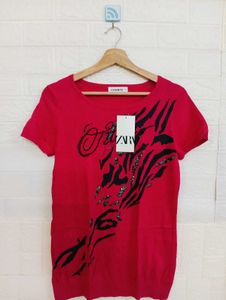 Red Embellished T-Shirt