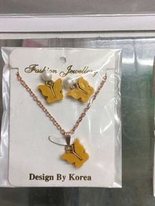 2 Butterfly Pendant Necklace &amp; Earring Set p