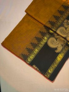 Elegant Yellow &amp; Black Silk Saree